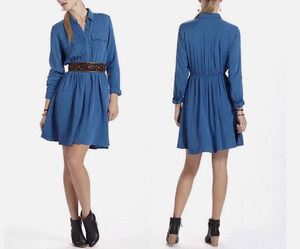 Anthropologie X Maeve Blue Rayon shirt dress size XS